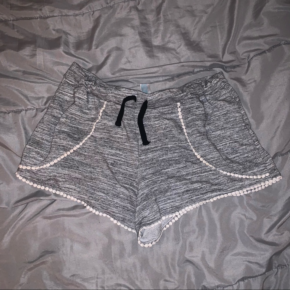 Gray and white shorts